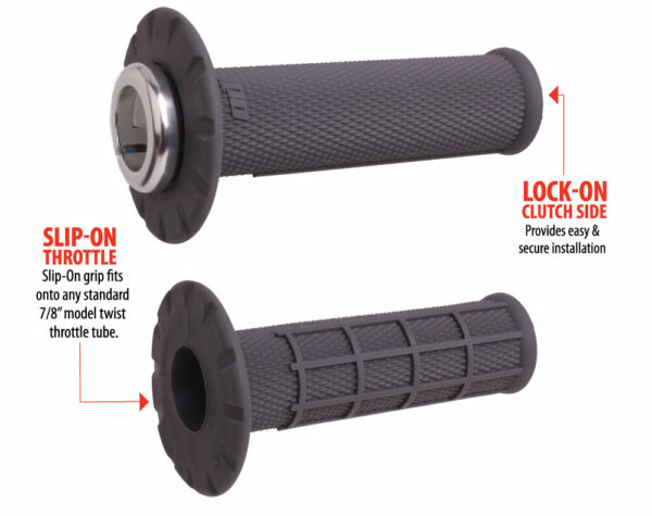 Universal Lock On Grips Half Waffle Graphite/Silver